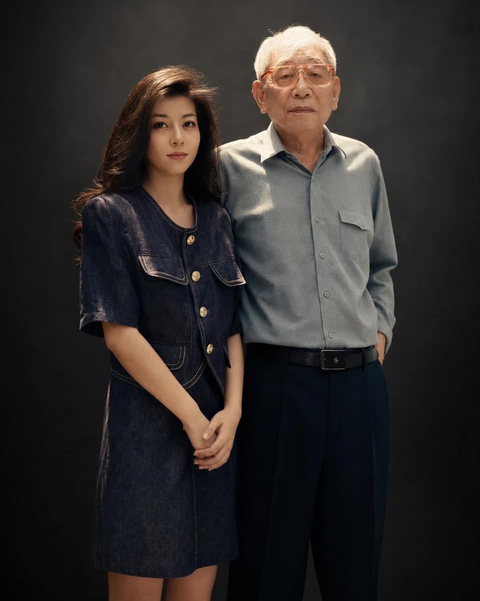 Two-person studio portrait with private studio light